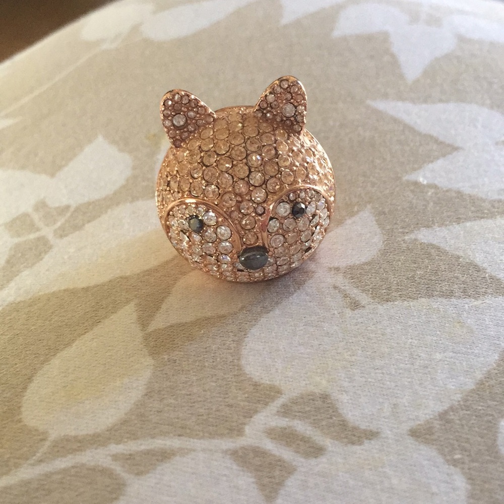 Fossil Rose Gold Fox Ring, Size 8